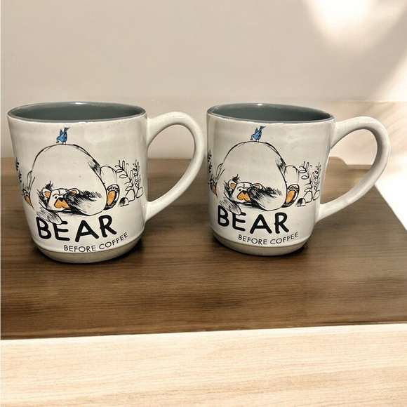 Bear Before Coffee Mugs (2) By Bear Foots - Picture 1 of 2